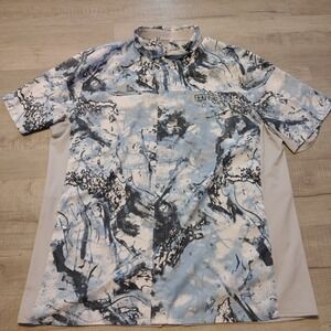 Under Armour Mens Fishing Shirt Water Camo Blue XXXL Snap Front 3XL